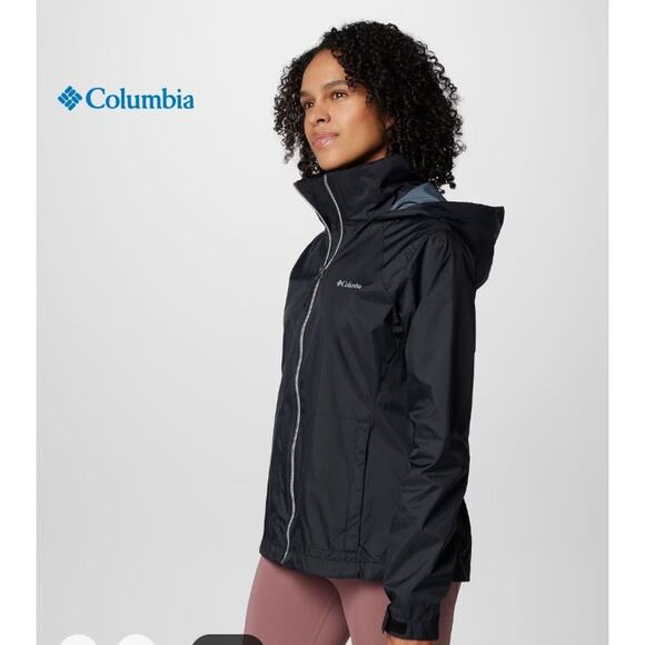 Columbia Womens Switchback IV Jacket Rain Sz M Medium Black Packable Omni-Shield - Picture 4 of 10